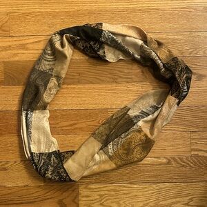 Paisley Infinity Scarf in Black and Tan